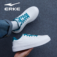 鴻星爾克（ERKE）男鞋秋季小白鞋男厚底板鞋低幫情侶運動(dòng)鞋空軍一號休閑輕便滑板鞋 微晶白/銅綠1298 41