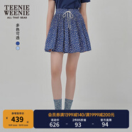 Teenie Weenie小熊女裝半身裙25夏季新款細褶花朵小清新蓬蓬短裙子 藏青色 S