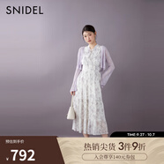 SNIDEL2025春夏新品優(yōu)雅荷葉邊小飛袖印花茶歇連衣裙SWFO252316 白色 M (1)