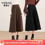 婭麗達(dá)赫本風(fēng)仿毛呢半身裙女2023秋冬新款a字傘裙遮胯氣質(zhì)長裙子 黑色 M