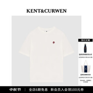 KENT&CURWEN【明星同款】肯迪文2025春夏新品男女款玫瑰刺繡純棉寬松短袖T恤 白色40 XL