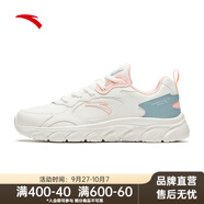 安踏女鞋運動(dòng)鞋女減震跑步鞋輕便慢跑鞋軟底耐磨休閑鞋旅游鞋子 【皮面】象牙白/蟹殼青/櫻花粉-4 39