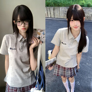 沉鯨香草圓子原創(chuàng)JK制服polo衫格裙套裝春夏季穿搭正版百搭學院風女 軒尼詩道+灰色polo衫【送小腿襪+衣架】 S