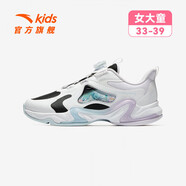 安踏（ANTA）兒童運(yùn)動(dòng)鞋女大童精靈跑步鞋25年冬季新款革面潮流舒適旋鈕扣跑鞋 黑/安踏白/迷霧紫-1 37 腳長(zhǎng)約23.5cm