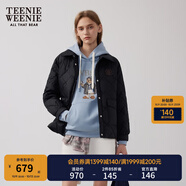 Teenie Weenie小熊女裝冬裝簡約休閑風(fēng)時(shí)髦翻領(lǐng)輕薄棉服外套短上衣 黑色 M (165)