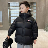 巧米兔（QIAOMITU）男童連帽免洗羽絨服兒童加厚冬裝面包服白鴨絨冬季潮流中大童帥氣 37944黑色羽絨服 120
