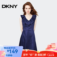唐可娜兒（DKNY）【京東奧萊】新款夏季女裝時尚氣質(zhì)荷葉邊V領無袖收腰顯瘦連衣裙D DD1BG352-480 S