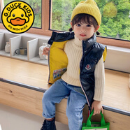 G.DUCKKIDS兒童羽絨服馬甲立領(lǐng)免洗新款男女寶寶小銀人加厚保暖背心內(nèi)外坎肩 黑色【免洗】 140 建議身高130-140cm8-9歲
