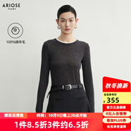 艾諾絲雅詩【商場同款】2025秋季新品通勤美利奴羊毛拼接針織衫上衣40826050 煙灰色 L