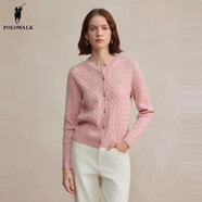 POLOWALK針織衫女打底衫內搭春秋款絞花針織開(kāi)衫春裝外套韓系女裝毛衣夾 粉色A 【新款】 L (165)