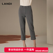 藍(lán)地（LANDI）深灰色通勤高腰翻邊直筒休閑褲女秋冬新款長(zhǎng)褲 灰色 S