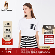 暇步士（Hush Puppies）女裝純棉寬松休閑感短袖T恤 118白色 M