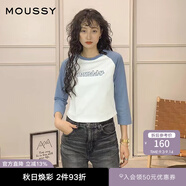 moussy 女裝新款字母印花歐美風(fēng)正肩T恤028GSZ90-0130 110藍(lán)色 均碼