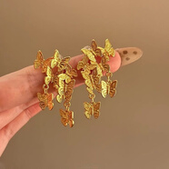 美芙仁鎏金花朵耳環(huán)復(fù)古流蘇芳花小眾鐘楚曦同款金色耳釘女耳夾無(wú)耳洞 新中式群蝶飛舞耳夾-無(wú)耳洞入
