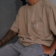 Carhartt卡哈特Carhartt短袖卡哈特簡(jiǎn)約風(fēng)t恤 經(jīng)典口袋男女 沙色 Desert XS (＜130斤)