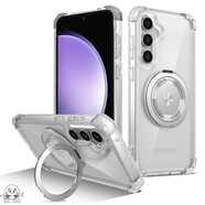 優(yōu)勛（YOUXUN）適用三星S25ultra手機殼新款透明s25＋防摔磁吸四角護盾s24硅膠軟邊時(shí)尚簡(jiǎn)約ultra情侶款保護套 透明支架款四角加厚透明7 三星 S25 Edge