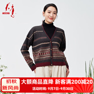 天意2024春夏新品民族風(fēng)氣質(zhì)復古提花V領(lǐng)顯瘦針織開(kāi)衫外套針織衫女 9415色 XL