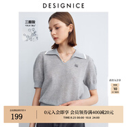 迪賽尼斯（DESIGNICE）2024年夏季新款醋酸通勤風(fēng)氣質(zhì)POLO領(lǐng)薄款短袖毛針織衫女 灰色 S