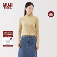 無印良品（MUJI）女式 起毛羅紋編織半高領(lǐng)長袖T恤上衣打底衫女內(nèi)搭春秋女裝新品 淺黃色 M （160/84A）