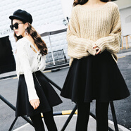 高腰太空棉半身裙女24秋冬新款a字裙大碼百褶裙顯瘦蓬蓬裙短裙子 黑色金屬拉鏈 XS _建議80到90_斤