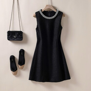 啄木鳥(niǎo)（TUCANO）小香風(fēng)背心裙重工釘珠優(yōu)雅感A字顯瘦連衣裙2025夏季新款 黑色 M 95-105斤