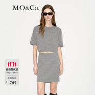 MO&Co.針織裙連衣裙兩件套套裝灰色短袖高腰可機(jī)洗綿羊毛摩安珂 中花灰色 M 165
