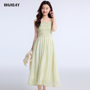 軒日（HIGH DAY）highday軒日吊帶連衣裙2025新款女春季氣質(zhì)高端時(shí)尚性感顯瘦裙子 綠條 S