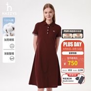 哈吉斯（HAZZYS）女裝 夏季女士【PHIZ系列】寬松下擺POLO連衣裙女 酒紅色WN (155/80A 36) S