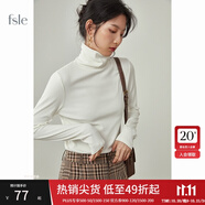 范思藍恩范思藍恩204303半高領打底衫女秋冬百搭修身針織上衣緊身內(nèi)搭毛衣 奶白色（高領） S