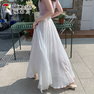 啄木鳥(niǎo)棉麻半身裙女夏季2025新款遮胯顯瘦飄逸拖地長(cháng)裙超大裙擺a字傘裙 白色【常規款95cm】 M
