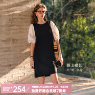 Olrain歐芮兒夏季女裝直筒名媛風(fēng)撞色蕾絲拼接連衣裙 黑白色 XL