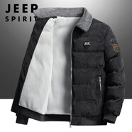 JEEP SPIRIT2025秋冬款棉衣外套男加厚加絨羊羔絨工裝棉襖翻領(lǐng)中青年羽絨棉服 938【黑色】 M 【110-120斤】