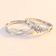 CAROMAY青絲繞情戒指男女純銀925銀情侶款對戒輕奢七夕情人節禮物 銀色青絲繞指+情侶一對 開(kāi)口可調節