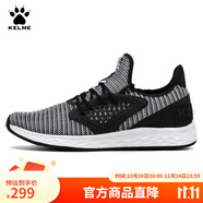 KELME/卡爾美運動鞋男女鞋透氣休閑鞋情侶鞋子男百搭防滑跑步鞋 黑白 35