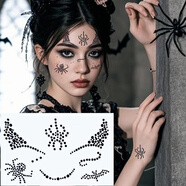 梓嘉福萬(wàn)圣節臉貼貼鉆紅色黑色COS十字架蝙蝠血淚妝萬(wàn)圣節臉貼妝容鉆 蜘蛛蝙蝠cos臉貼 | 黑色