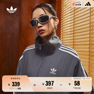 adidas情侶款復(fù)古風(fēng)梭織立領(lǐng)夾克外套男女秋季阿迪達(dá)斯官方三葉草 深灰 XL