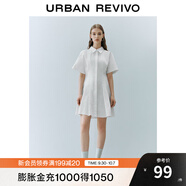 UR夏季新款女裝通勤風(fēng)壓褶修身短袖棉質(zhì)連衣裙UWU740075 本白 M