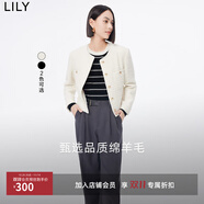 LILY冬新款女裝綿羊毛復古氣質(zhì)小香風優(yōu)雅通勤短外套小個子女 601白色 M