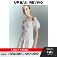 UR2025春季新款女甜美波嬉風(fēng)碎花拼接花邊連衣裙UYY750035 本白印花 XS