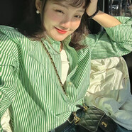 RRL拉夫勞倫小馬標刺繡綠條紋女襯衫春夏季長(cháng)袖寬松 紅色條紋_府綢薄棉_胸前帶刺繡 M _偏大建議115-130斤