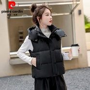 皮爾卡丹羽絨棉馬甲女2025冬季新款韓版寬松加厚背心洋氣短款坎肩外套女裝 黑色/817 S 建議60-90斤