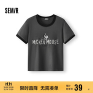 森馬（Semir）迪士尼合作系列短袖T恤女短款圖案修身2025夏季撞色109325100035