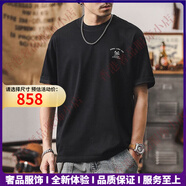 MARKLESSTRSV品牌男士重磅t恤男夏季美式山系戶外印花體恤寬松大碼短袖男 黑色【重磅250g】 L 適合125-145斤