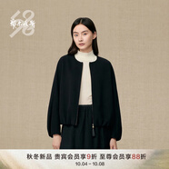 鄂爾多斯1980羊毛雙面呢泡泡袖女裝簡(jiǎn)約休閑短外套25早秋新品 黑 S 160/80A