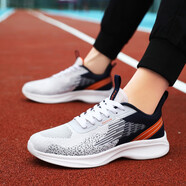 雙星春季男鞋網(wǎng)面透氣運動(dòng)鞋男百搭輕便休閑跑步鞋防滑黑色旅游鞋 黑色 2291白藍網(wǎng)面 44