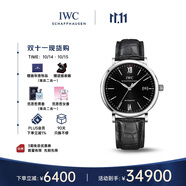 萬國（IWC）柏濤菲諾系列 黑盤銀針 鱷魚皮 紅60 男表 IW356502 40mm