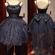 南啵丸哥特lolita黑紅羅莉塔魚尾洋裝重工禮服演出蓬蓬公主裙顯瘦大尺碼 黑色羅莉塔洋裝+裙撐 S 【70-90斤】