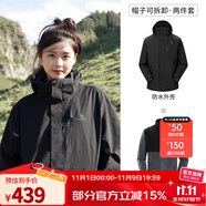 駱駝（CAMEL）三防沖鋒衣戶外登山服防風(fēng)防水防污三合一運(yùn)動外套 AD12263514X抓絨內(nèi)膽幻影黑男女 XL