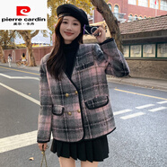 皮爾卡丹（pierre cardin）粉格小香風(fēng)羽絨服女冬季2025新款韓版氣質(zhì)名媛短款羽絨內(nèi)膽短外套 圖片色 S