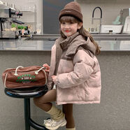 未來(lái)之星（FUTURE STAR）女童冬裝棉襖外套2025新款兒童女孩冬季棉衣加厚連帽拼色羽絨棉服 灰粉 120 關(guān)注收藏優(yōu)先發(fā)貨